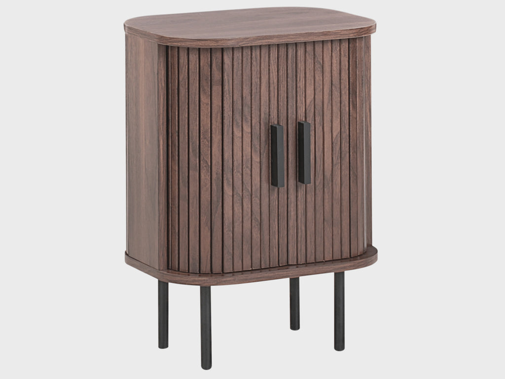 BRADLEY ブラッドリー ナイトテーブル ダークブラウン 引き戸付き レトロ収納 MDF・パイン材 40×30×55cm