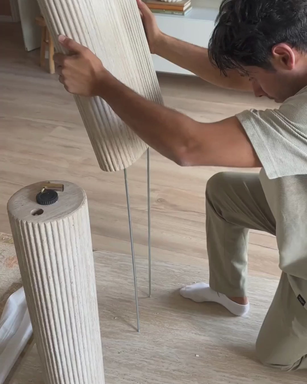 BARROY ダイニングテーブル トラバーチン調 180×90cm