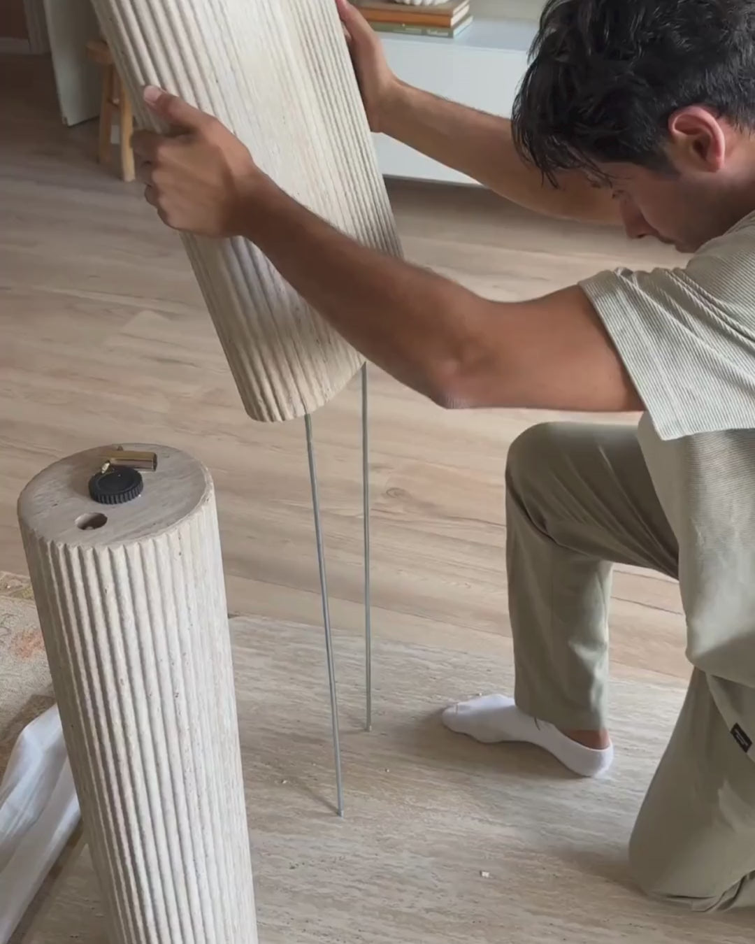 BARROY ダイニングテーブル トラバーチン調 180×90cm