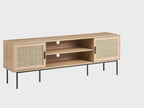 PASCO ラタン調テレビボード 180cm ライトブラウン｜籐編み風扉・収納付き TV台（～70インチ対応）