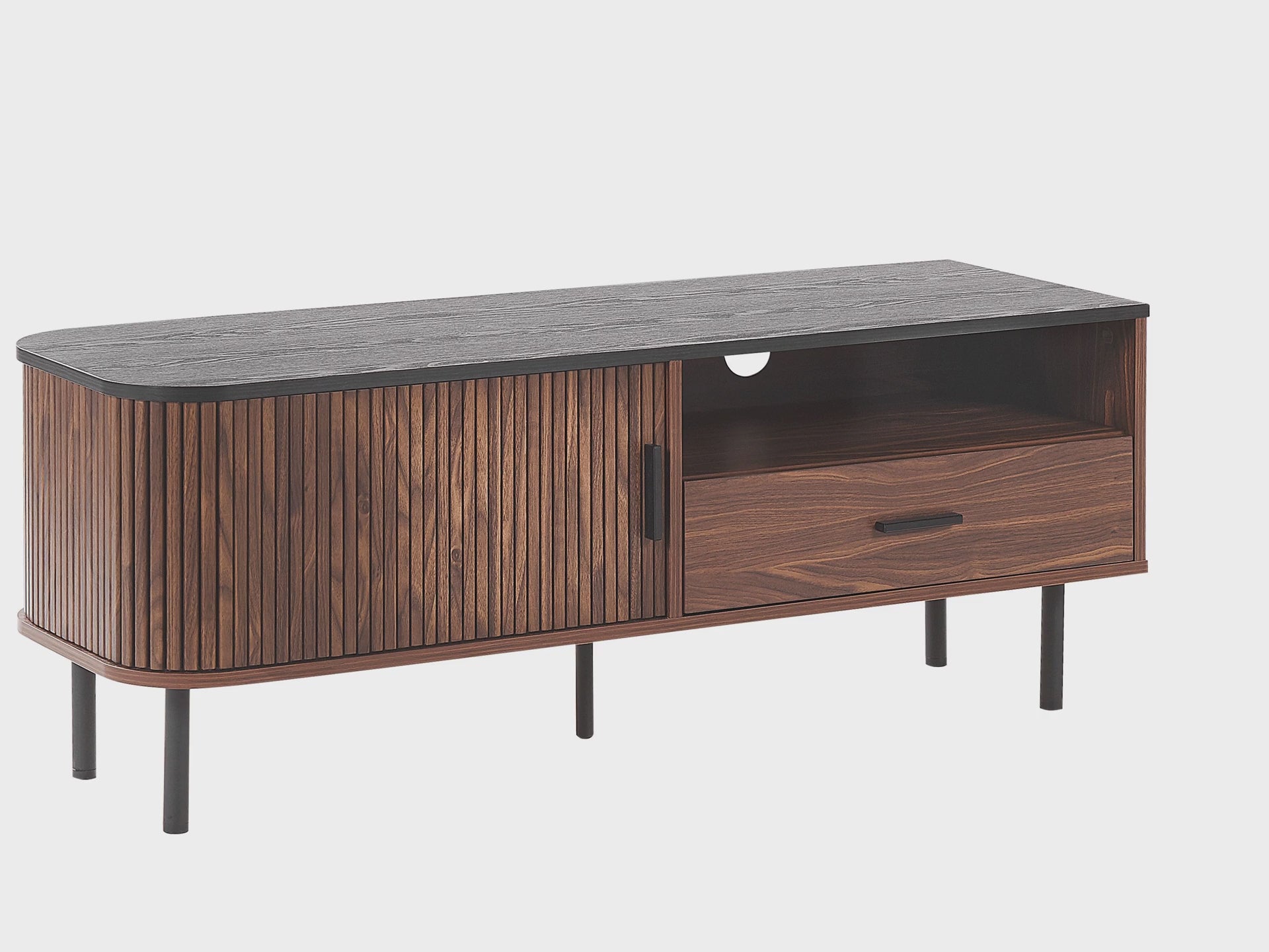 JOSE テレビボード ダークブラウン レトロ調 スライド扉 テレビ台 引き出し・配線収納付き ～54型対応