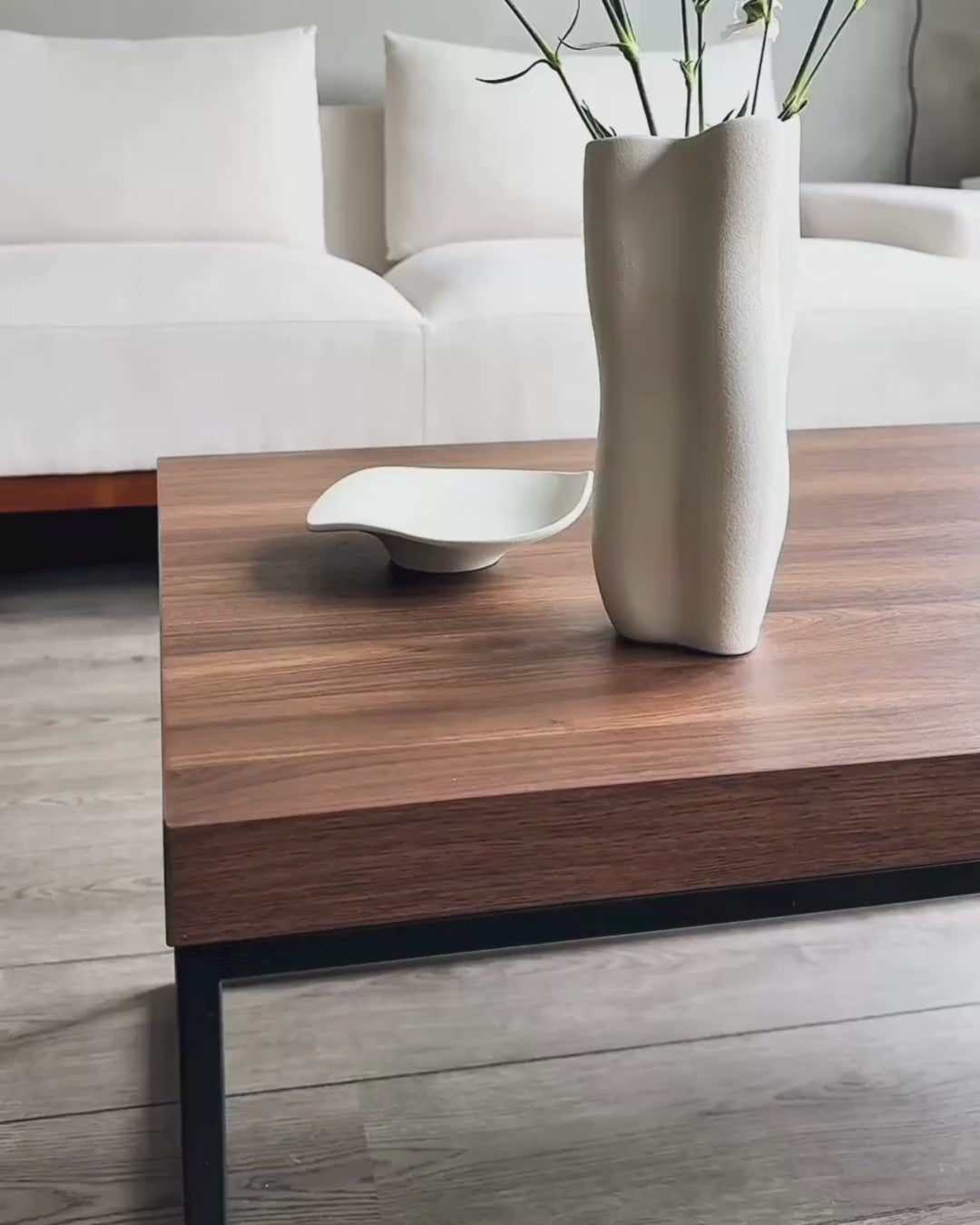 インダストリアル コーヒーテーブル メタルフレーム ダークブラウン