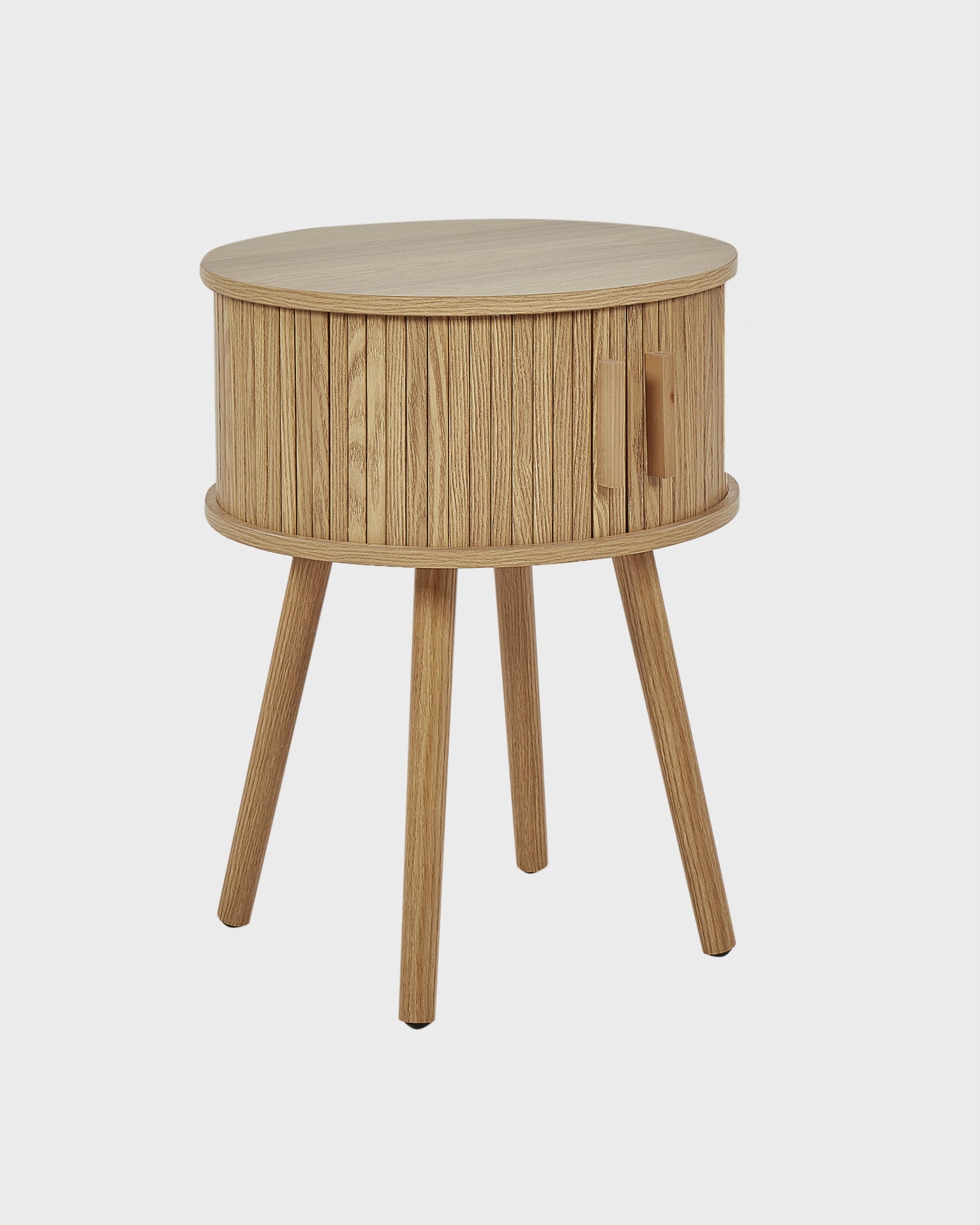 SELAH セラ ブラウン ナイトテーブル ラウンド 引き戸付き