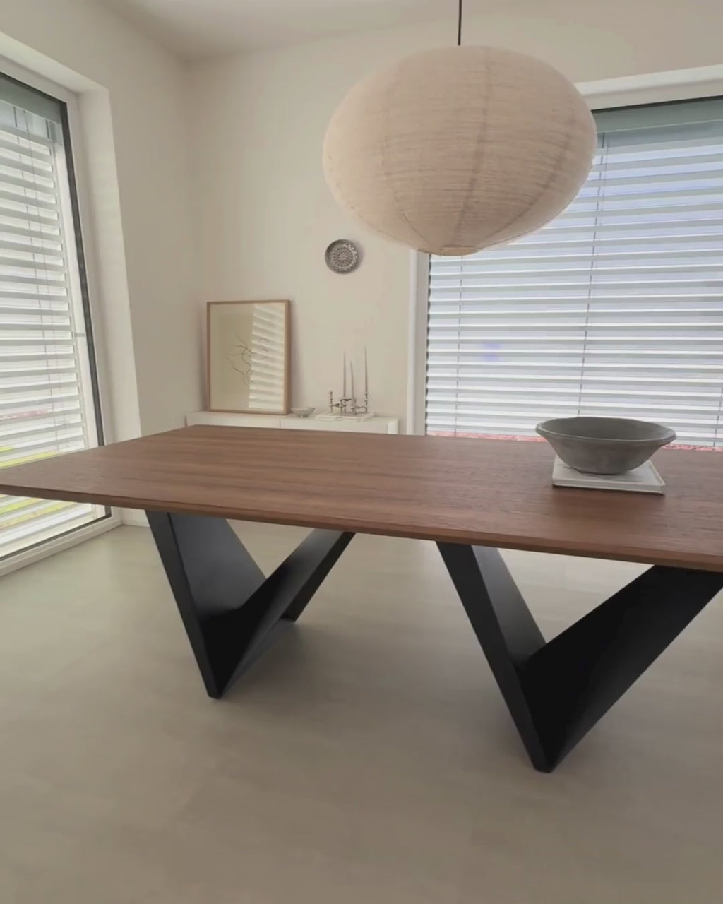 SINTRA ダイニングテーブル ダークブラウン 200×100cm MDF天板 メタルベース