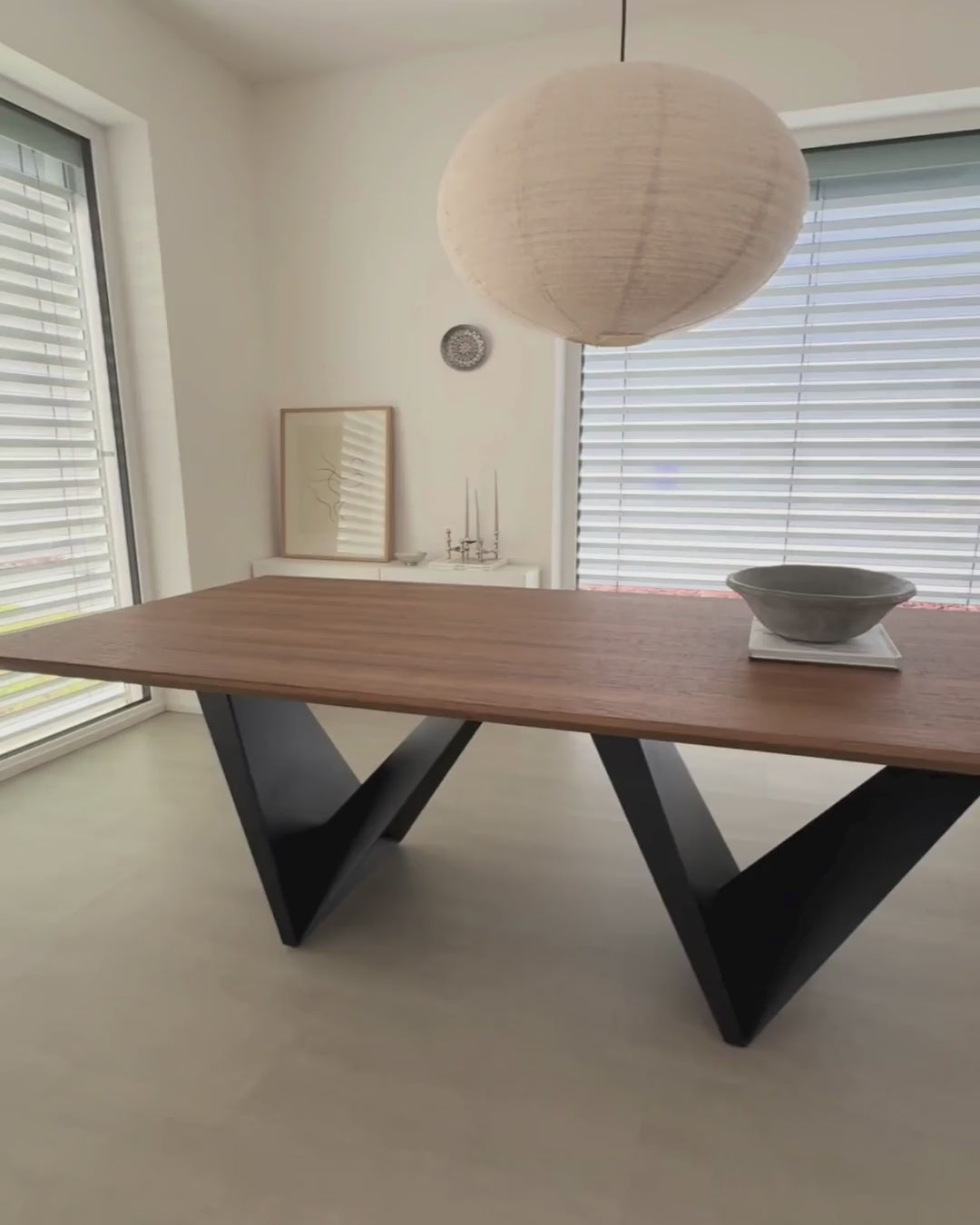 SINTRA ダイニングテーブル ダークブラウン 200×100cm MDF天板 メタルベース