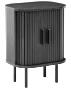 BRADLEY ブラッドリー ナイトテーブル ブラック 引き戸付き レトロ収納 MDF・パイン材 40×30×55cm