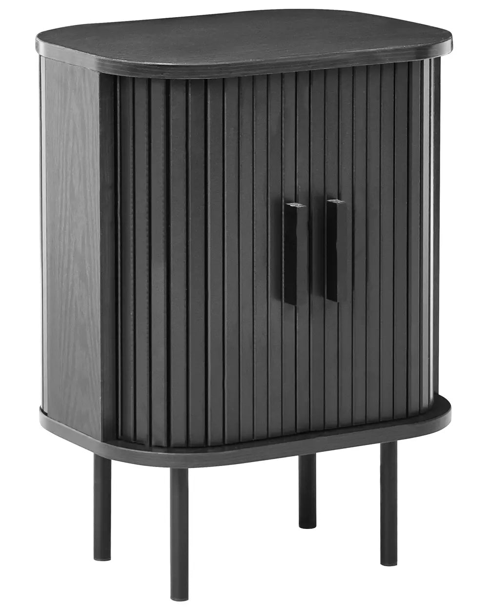 BRADLEY ブラッドリー ナイトテーブル ブラック 引き戸付き レトロ収納 MDF・パイン材 40×30×55cm