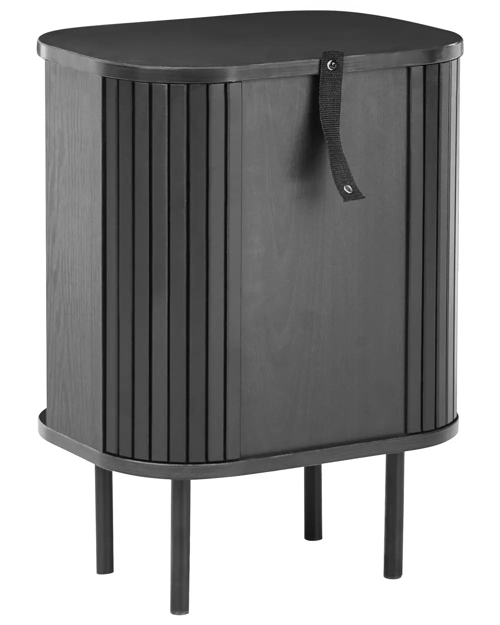 BRADLEY ブラッドリー ナイトテーブル ブラック 引き戸付き レトロ収納 MDF・パイン材 40×30×55cm