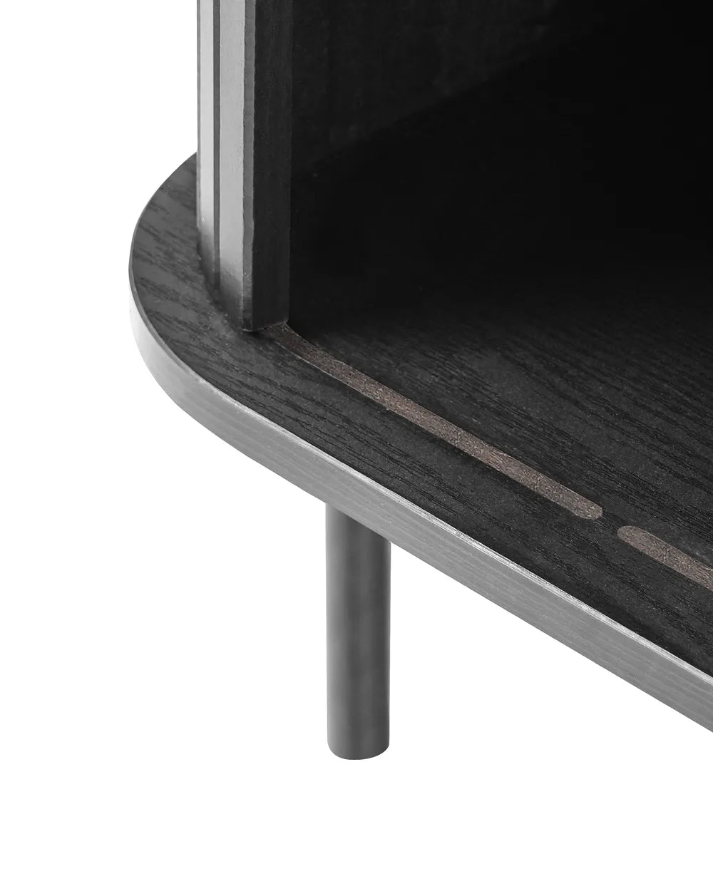 BRADLEY ブラッドリー ナイトテーブル ブラック 引き戸付き レトロ収納 MDF・パイン材 40×30×55cm