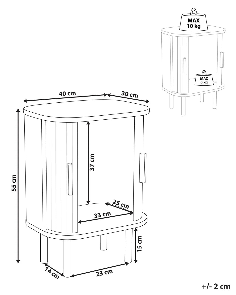 BRADLEY ブラッドリー ナイトテーブル ブラック 引き戸付き レトロ収納 MDF・パイン材 40×30×55cm