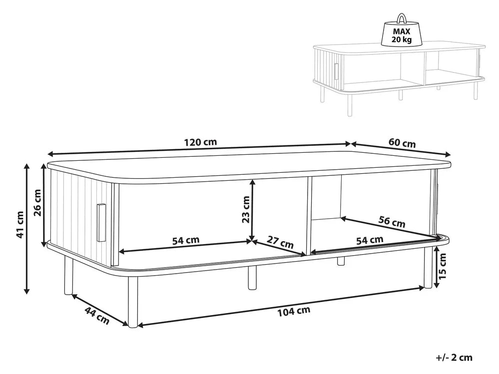 BRADLEY ブラッドリー コーヒーテーブル ブラック 引き戸付き MDF・パイン材