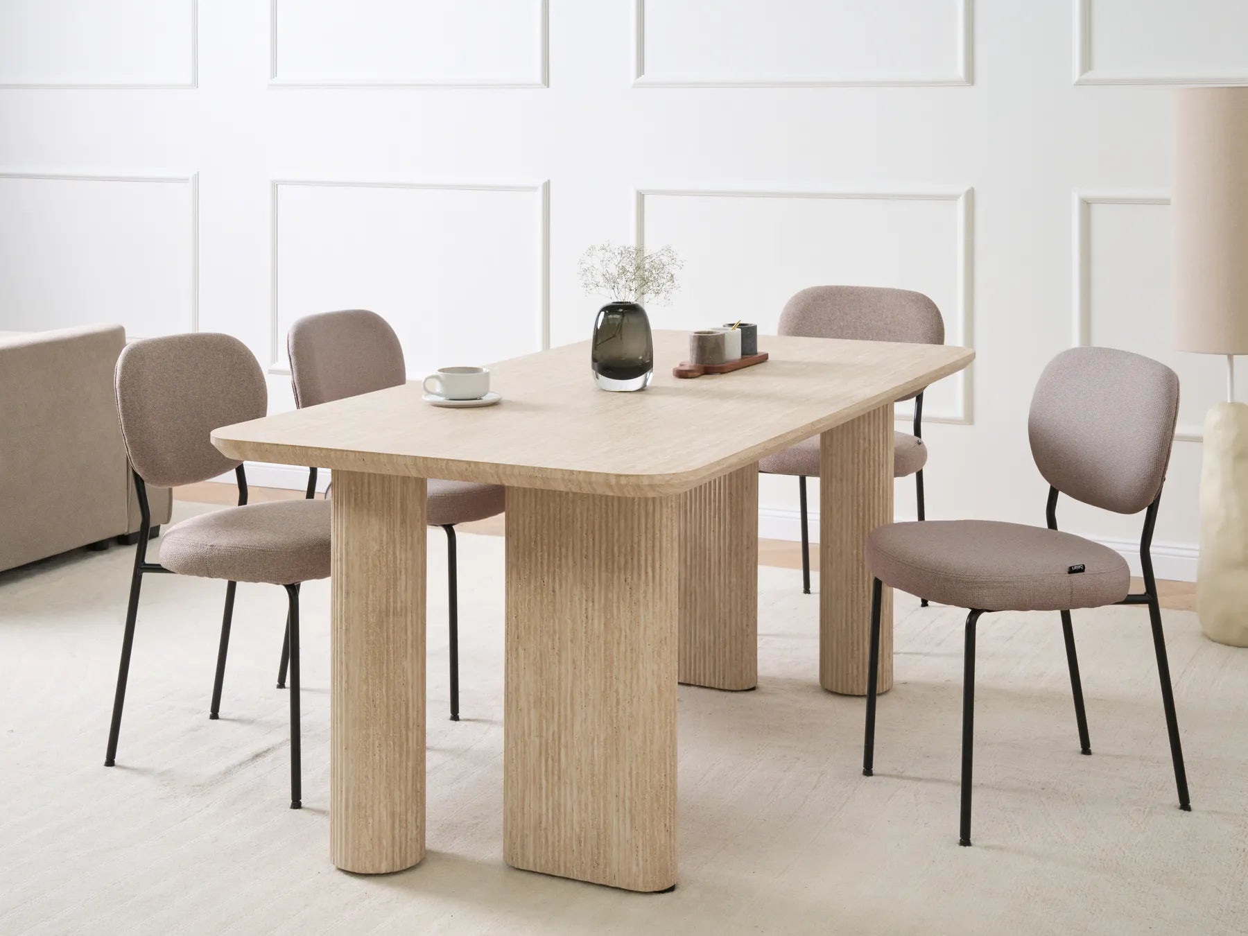 BARROY ダイニングテーブル トラバーチン調 180×90cm