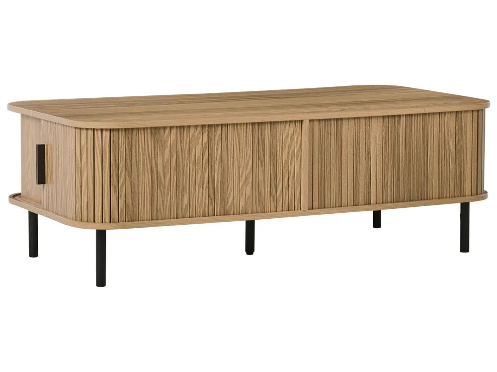 BRADLEY ブラッドリー コーヒーテーブル ブラウン 引き戸付き 収納テーブル MDF製 長方形 120×60×41cm