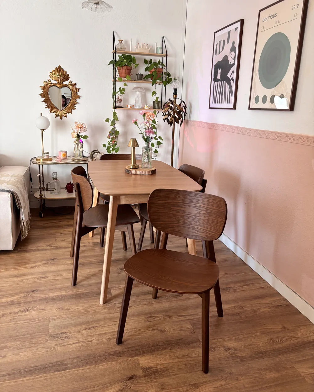 OVERLY 木製ダイニングチェア 2脚セット（ブラウン）