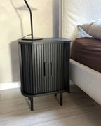 BRADLEY ブラッドリー ナイトテーブル ブラック 引き戸付き レトロ収納 MDF・パイン材 40×30×55cm