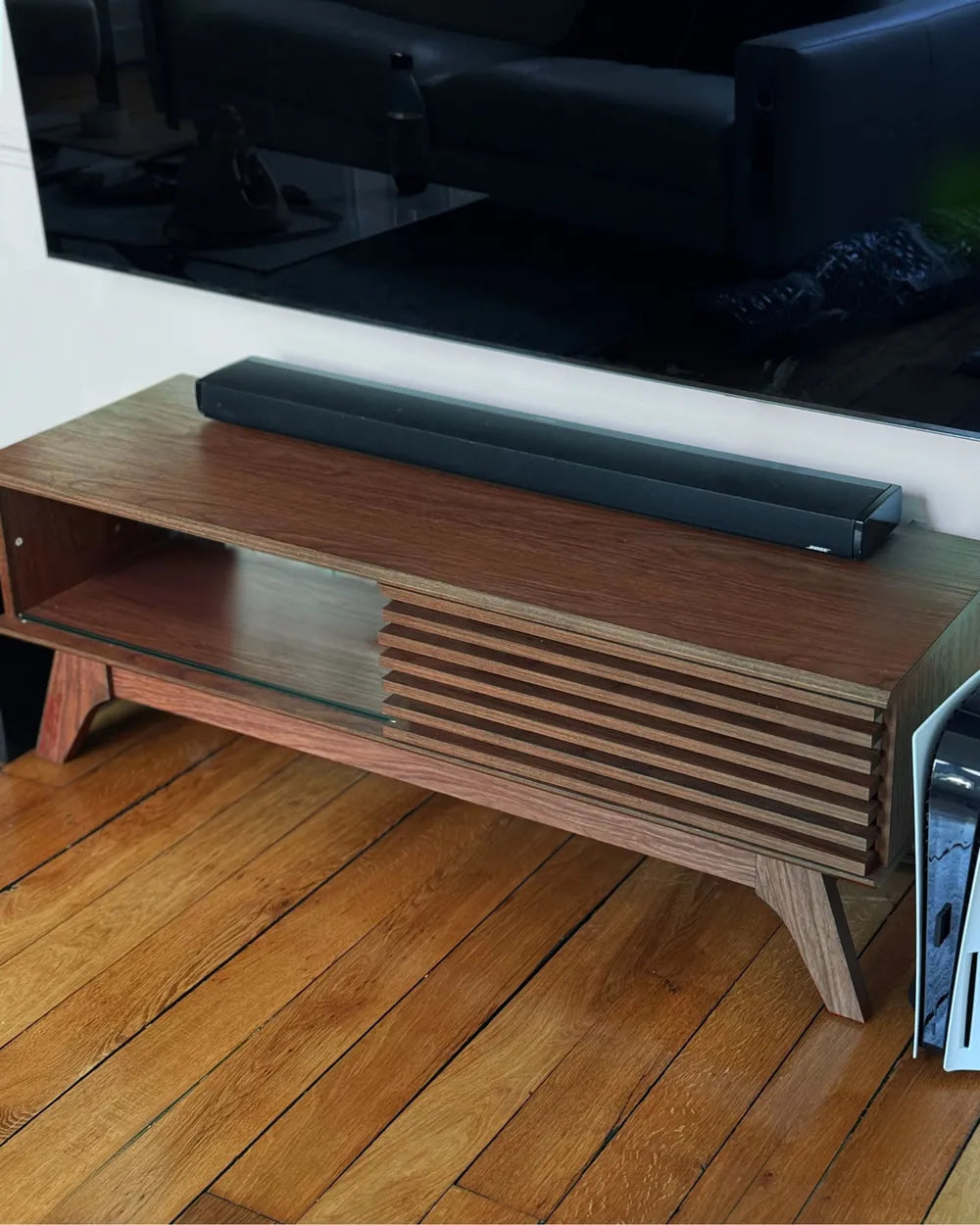 TOLEDO テレビボード ダークブラウン レトロ調 木製テレビ台 スライド扉 幅120cm