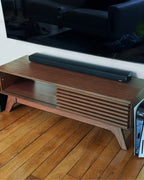 TOLEDO テレビボード ダークブラウン レトロ調 木製テレビ台 スライド扉 幅120cm