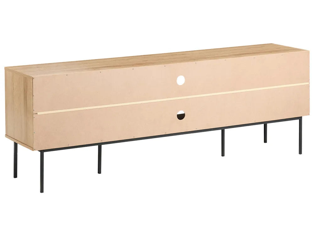 PASCO ラタン調テレビボード 180cm ライトブラウン｜籐編み風扉・収納付き TV台（～70インチ対応）