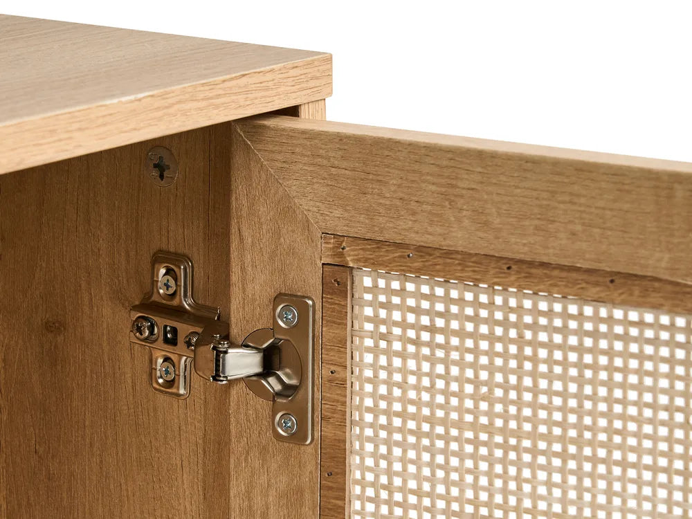 PASCO ラタン調テレビボード 180cm ライトブラウン｜籐編み風扉・収納付き TV台（～70インチ対応）