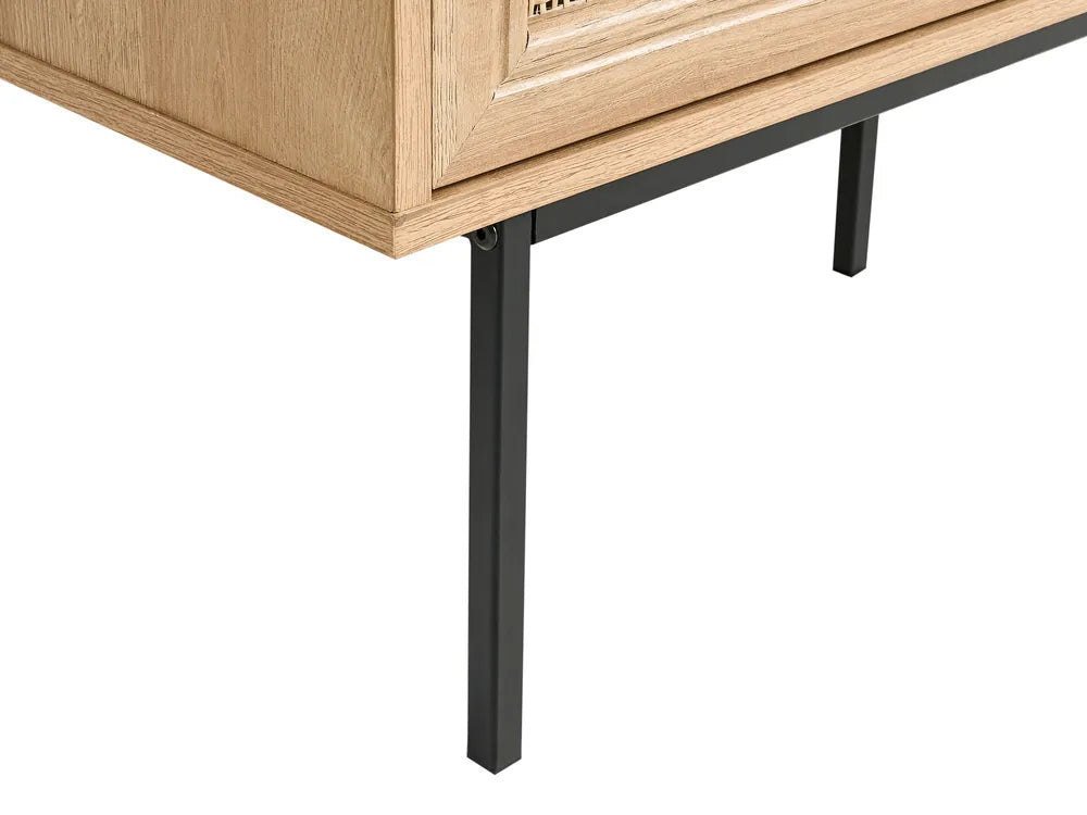 PASCO ラタン調テレビボード 180cm ライトブラウン｜籐編み風扉・収納付き TV台（～70インチ対応）