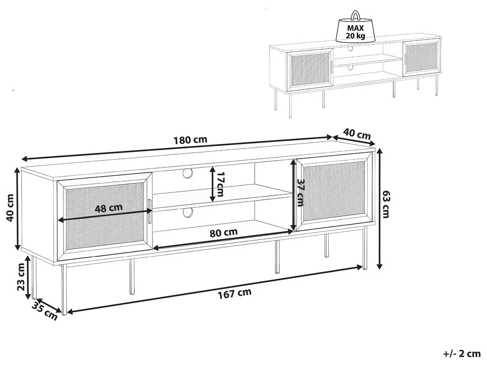 PASCO ラタン調テレビボード 180cm ライトブラウン｜籐編み風扉・収納付き TV台（～70インチ対応）
