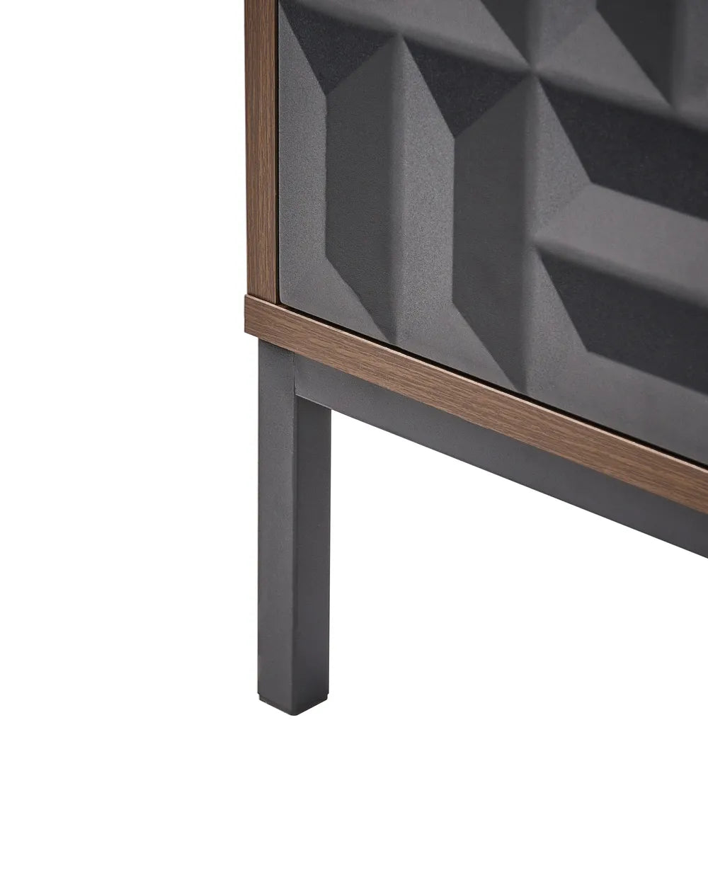 ジオメトリック柄 1引き出し ナイトテーブル ダークブラウン