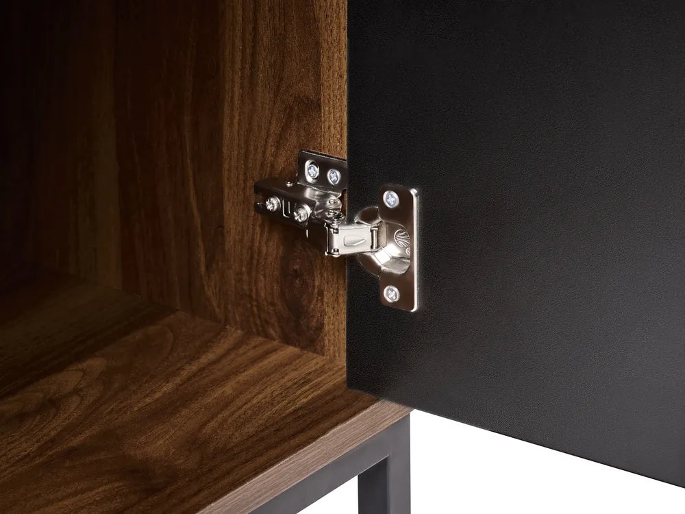 CARAQUET ワインキャビネット ダークブラウン ワインラック付き 幾何学模様扉 MDF×スチール 140×40×85cm