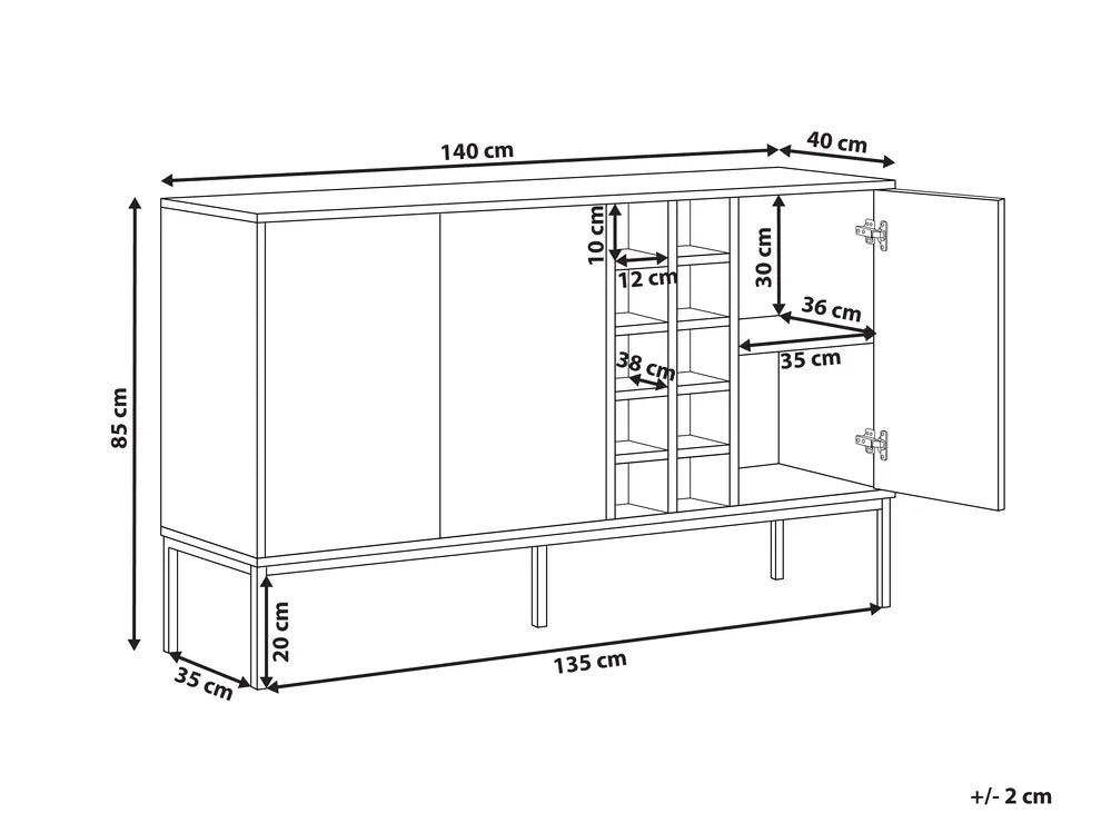 CARAQUET ワインキャビネット ダークブラウン ワインラック付き 幾何学模様扉 MDF×スチール 140×40×85cm
