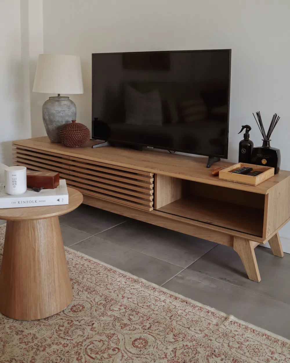 TOLEDO テレビボード ブラウン レトロ木製テレビ台 スライド扉・配線収納付き 耐荷重80kg