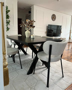 LISALA キッチンテーブル ブラック 180×100cm 8人用