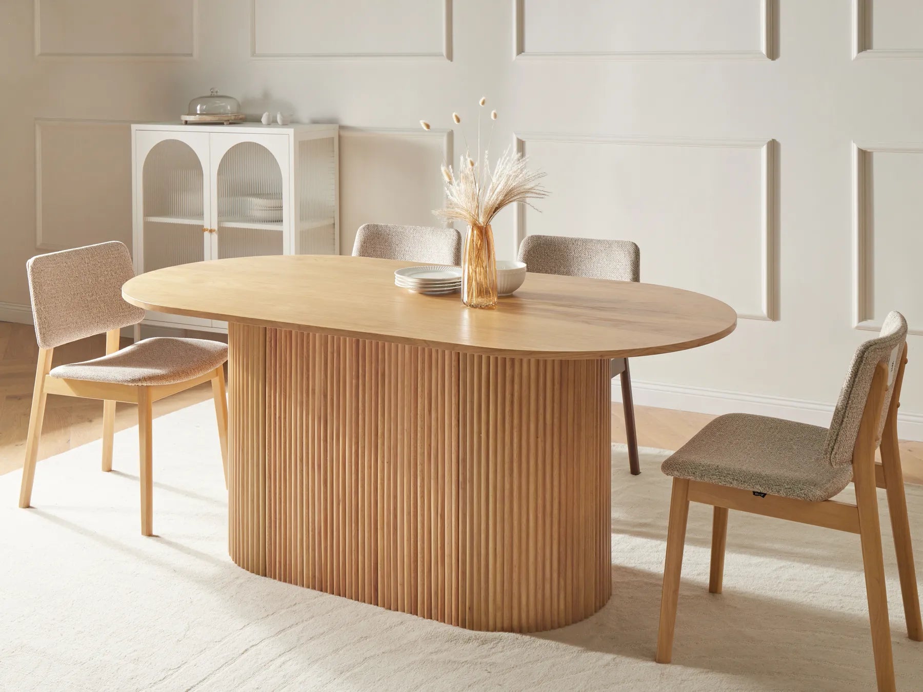 LUNNIN ダイニングテーブル ライトオーク 180×90cm 楕円形 すのこベース