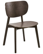 OVERLY 木製ダイニングチェア 2脚セット（ダークブラウン）