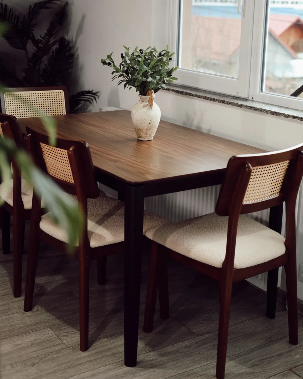 CEDAR ダイニングテーブル ダークウォールナット 135×80cm 長方形 MDF天板 ラバーウッド脚