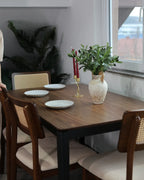 CEDAR ダイニングテーブル ダークウォールナット 135×80cm 長方形 MDF天板 ラバーウッド脚