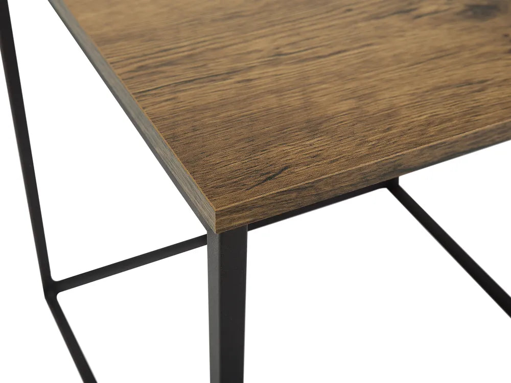 DENNY デニー サイドテーブル 2点セット ダークブラウン MDF製 正方形 メタルフレーム 40×40×42cm・35×35×39cm