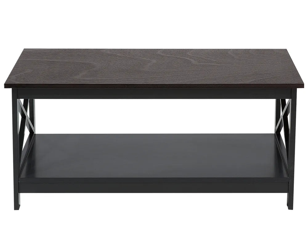 FOSTER フォスター コーヒーテーブル 2段式 収納棚付き MDF製 ブラック