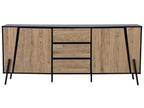 BLACKPOOL サイドボード ブラウン／ブラック 2枚扉 引き出し付き モダン ハイボードキャビネット