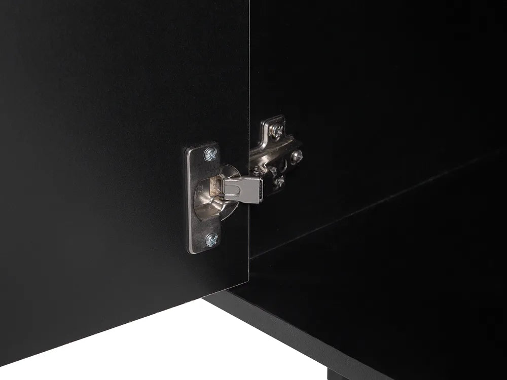 BLACKPOOL サイドボード ブラウン／ブラック 2枚扉 引き出し付き モダン ハイボードキャビネット