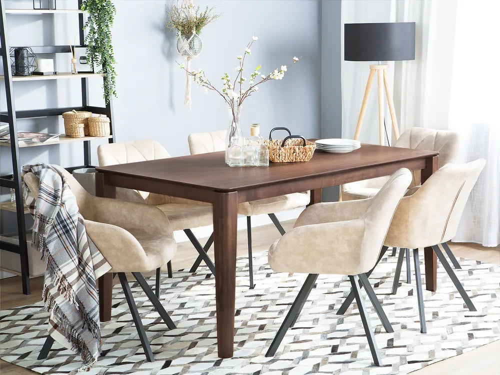 LOTTIE ダイニングテーブル ダークブラウン 160×90cm 長方形 ウォールナット調突板 6人用