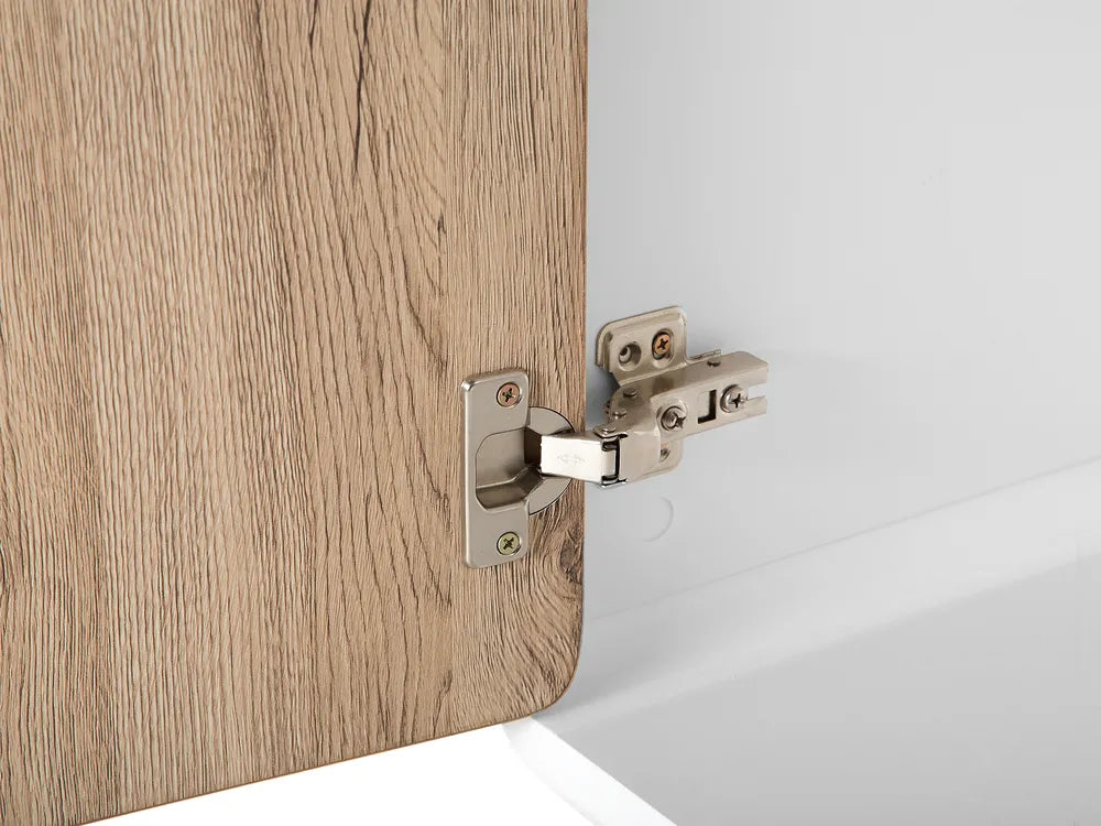 MILO ハイボードキャビネット ホワイト 木製脚 レトロ調 北欧風 収納キャビネット 棚付き