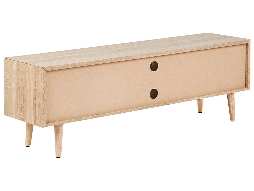 FRANKLIN レトロ調テレビボード ライトブラウン 150cm｜収納付きTVキャビネット 配線穴付き（最大70インチ対応）