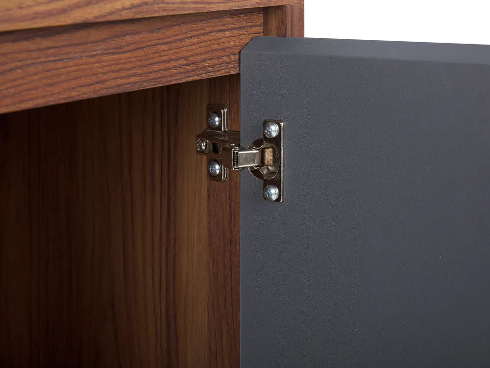 MEDFORT サイドボード キャビネット グレー ウォールナット調仕上げ 3枚扉 幅118cm 収納家具 リビング・寝室用