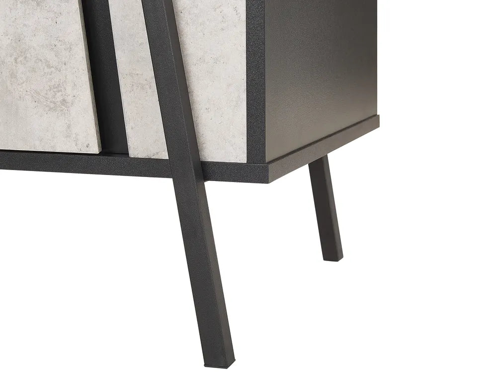 BLACKPOOL サイドボード グレー コンクリート調 2枚扉 インダストリアル収納キャビネット 177×40×75cm