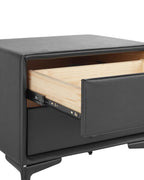 SEZANNE セザンヌ ナイトテーブル 2引き出し 合成レザー張り ブラック メタル脚