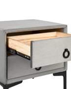 SEZANNE セザンヌ ナイトテーブル 2引き出し ベルベット張り グレー メタル脚