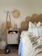 PASCO パスコ ナイトテーブル ラタン扉付き ウィッカーフロント ライトブラウン メタル脚