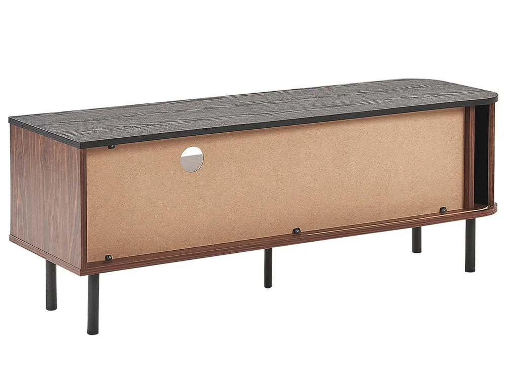 JOSE テレビボード ダークブラウン レトロ調 スライド扉 テレビ台 引き出し・配線収納付き ～54型対応