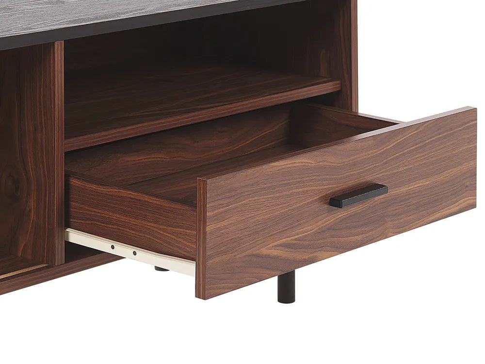 JOSE テレビボード ダークブラウン レトロ調 スライド扉 テレビ台 引き出し・配線収納付き ～54型対応