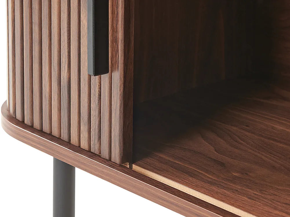 JOSE テレビボード ダークブラウン レトロ調 スライド扉 テレビ台 引き出し・配線収納付き ～54型対応