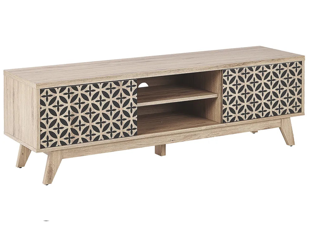 PRESCOT テレビボード ブラウン レトロ調 テレビ台 装飾扉デザイン ～60型対応